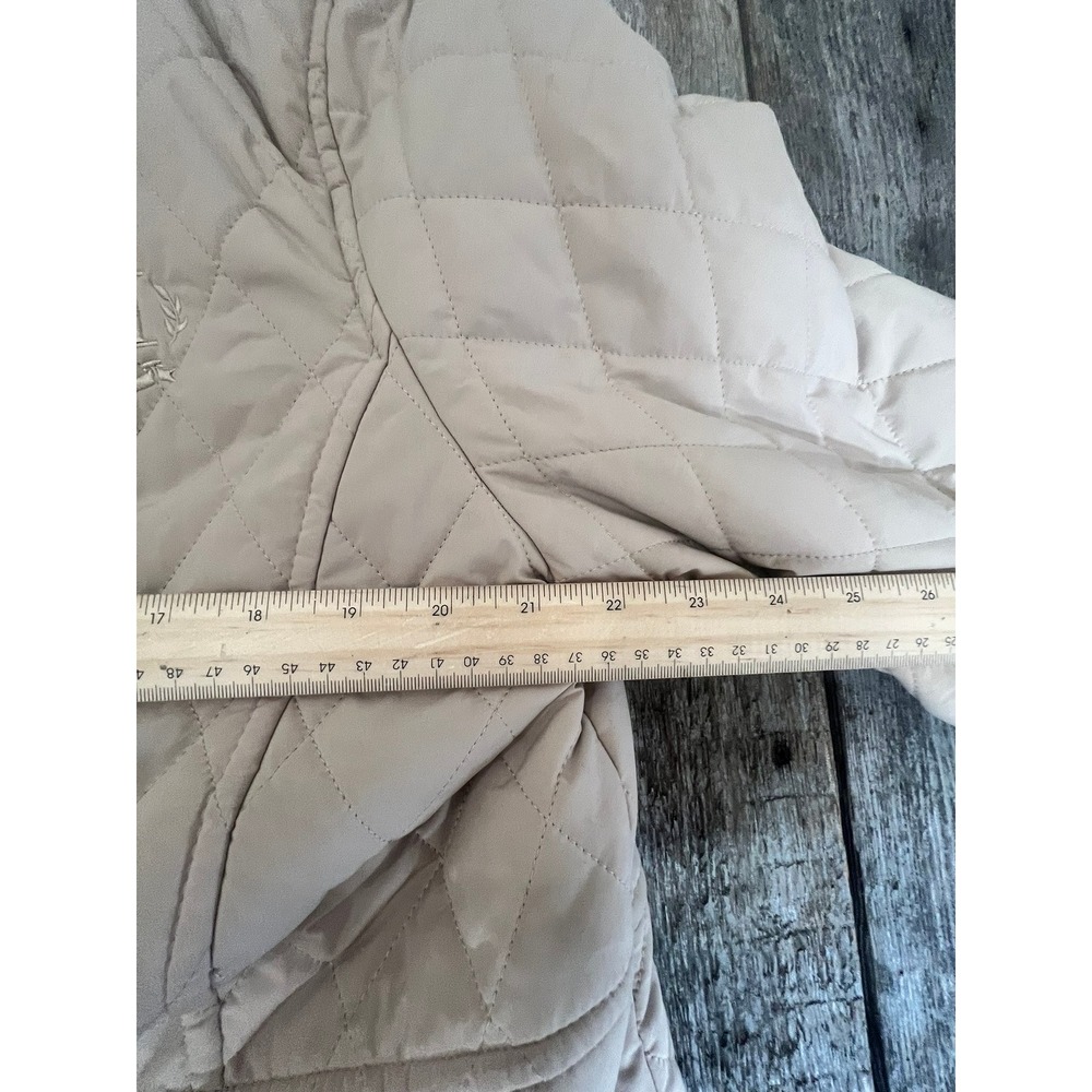 Tommy Hilfiger Mens Quilted Barn Jacket Tan Beige Navy Collar XL XLG - Picture 3 of 6
